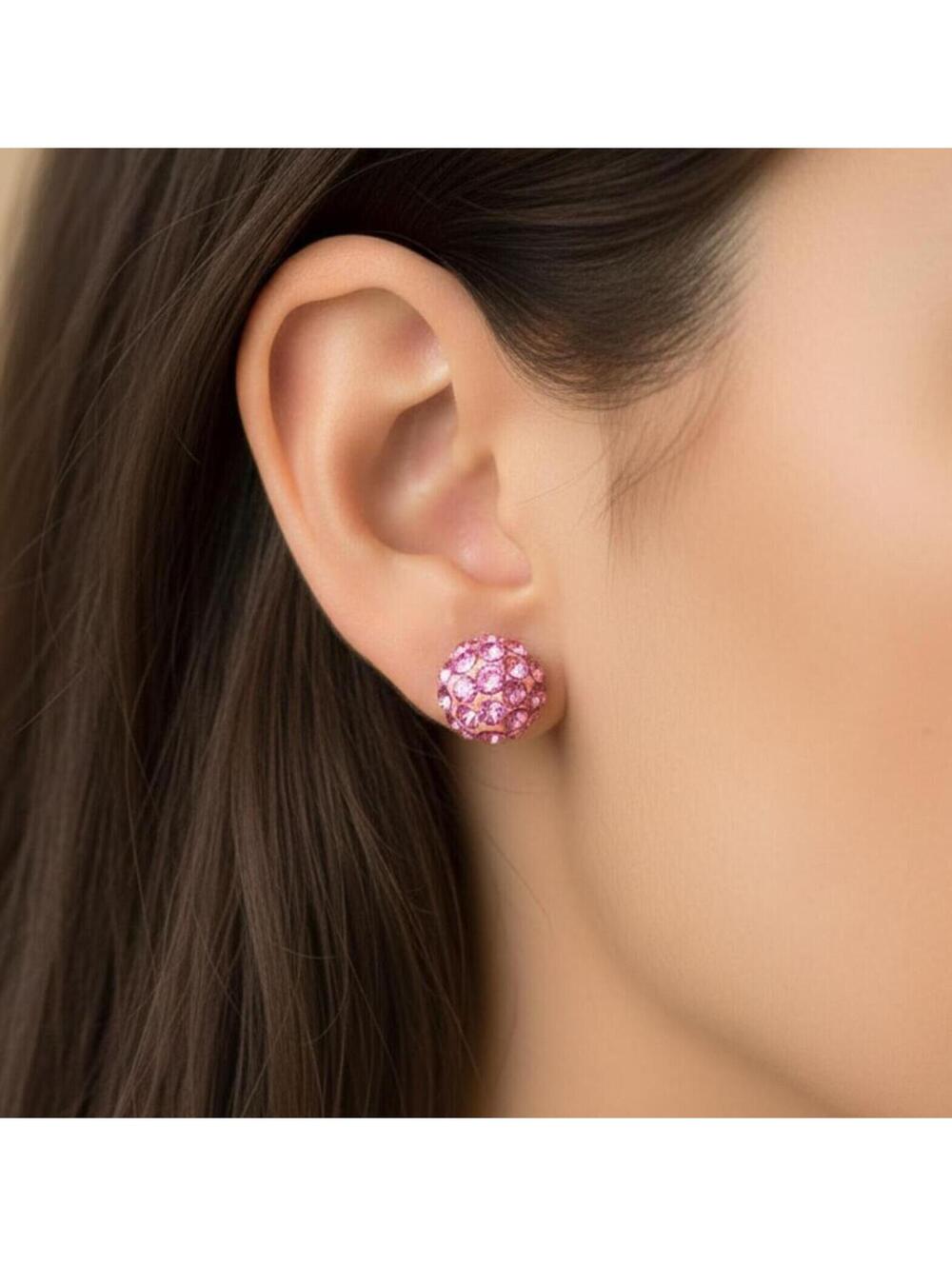 EARRINGS Pink .25” Post With Rhinestones